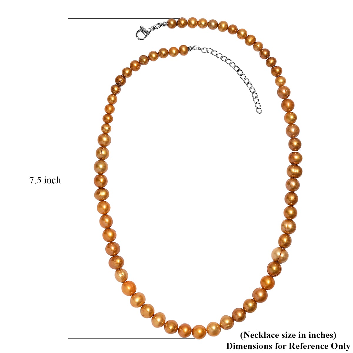 D'Joy Golden Dyed Pearl Necklace in Stainless Steel 18 Inches image number 5