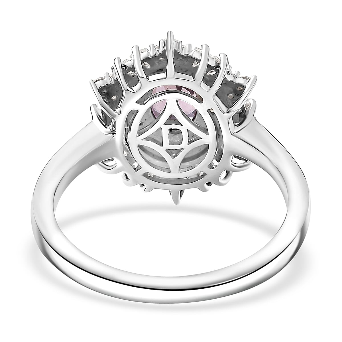 D’Joy Royal Lavender Spinel and Moissanite 1.50 tw Regal Spark Ring in Rhodium Over Sterling Silver (Size 10.0) image number 4