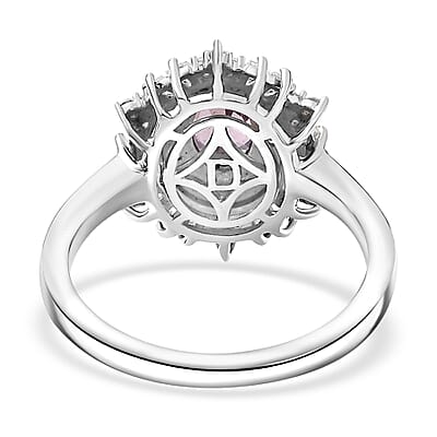 D'Joy Lavender Spinel, Moissanite Spark Ring in Rhodium Over Sterling Silver 1.50 ctw (Size 10.0)