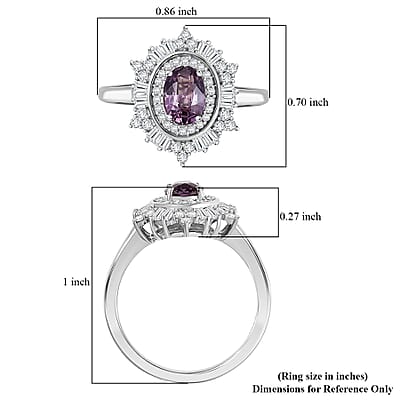 D'Joy Lavender Spinel, Moissanite Spark Ring in Rhodium Over Sterling Silver 1.50 ctw (Size 10.0)