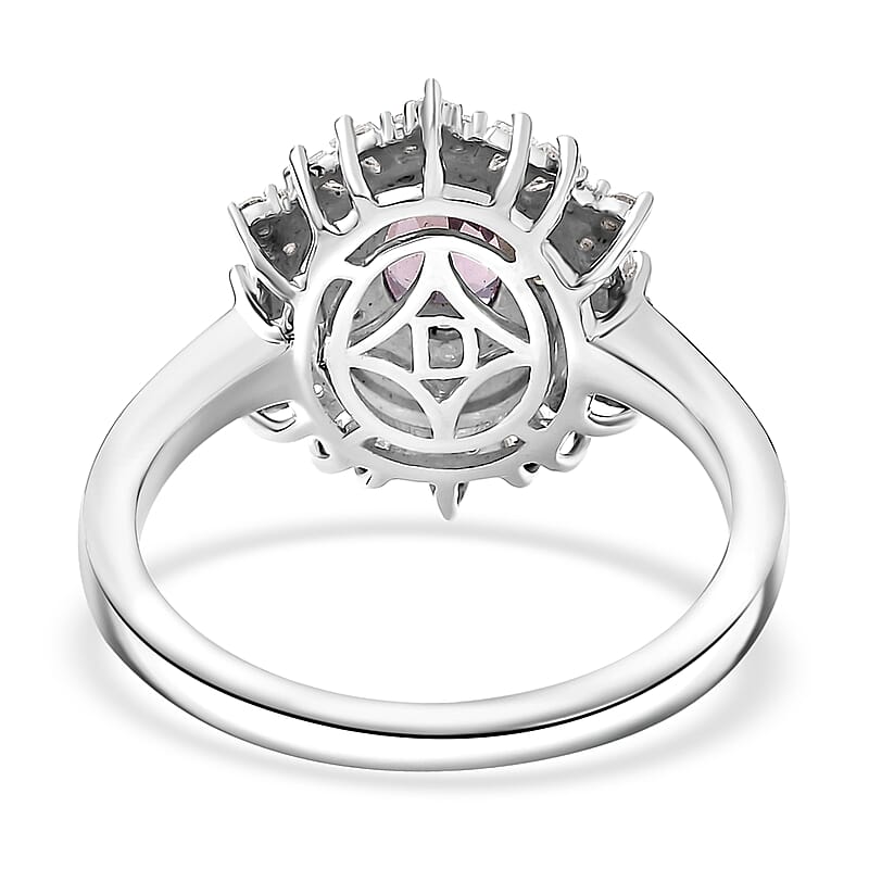 D'Joy Lavender Spinel, Moissanite Spark Ring in Rhodium Over Sterling Silver 1.50 ctw (Size 7.0)
