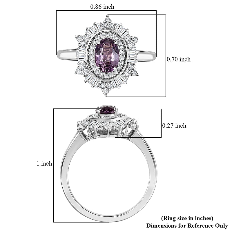 D'Joy Lavender Spinel, Moissanite Spark Ring in Rhodium Over Sterling Silver 1.50 ctw (Size 7.0)