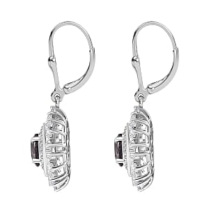 D&rsquo;Joy Royal Lavender Spinel and Moissanite 2.15 ctw Regal Spark Earrings in Rhodium Over Sterling Silver