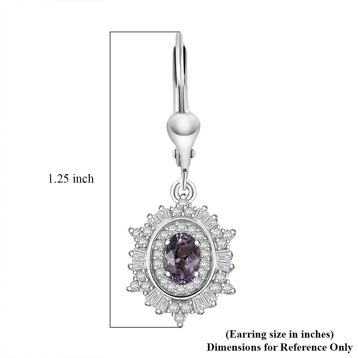 D’Joy Royal Lavender Spinel and Moissanite 2.15 ctw Regal Spark Earrings in Rhodium Over Sterling Silver image number 5
