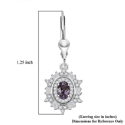 D'Joy Royal Lavender Spinel and Moissanite 2.15 ctw Regal Spark Earrings in Rhodium Over Sterling Silver