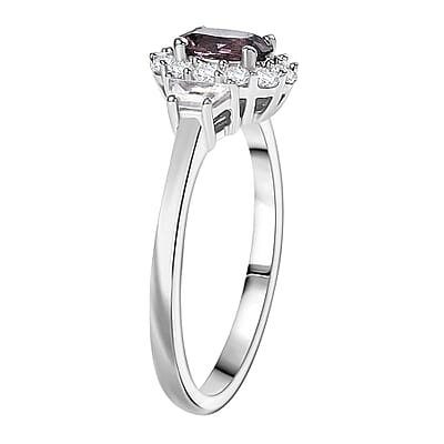 D’Joy Royal Lavender Spinel and White Zircon 1.20 ctw Classic Halo Ring in Rhodium Over Sterling Silver (Size 10.0)