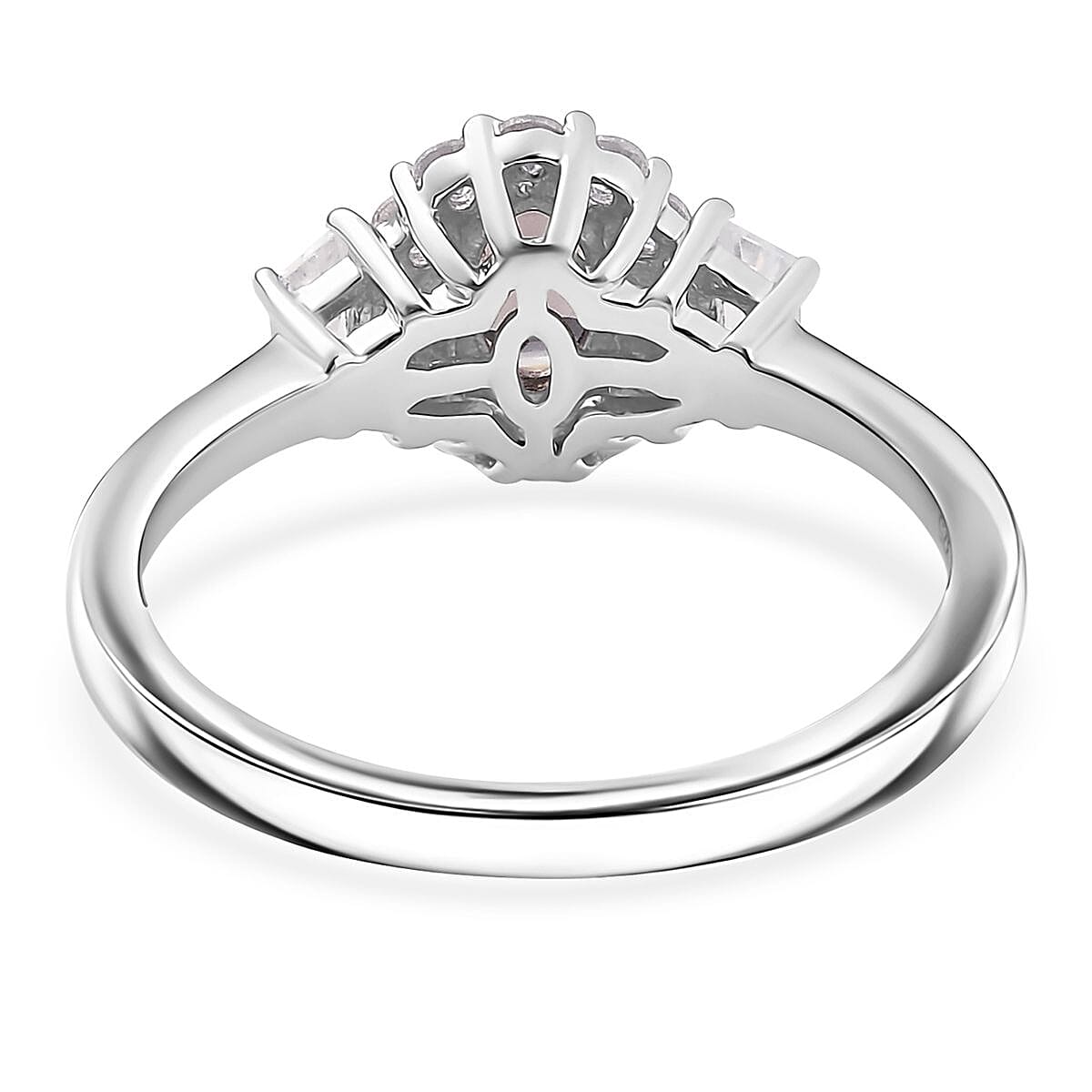 D’Joy Royal Lavender Spinel and White Zircon 1.20 ctw Classic Halo Ring in Rhodium Over Sterling Silver (Size 10.0) image number 4