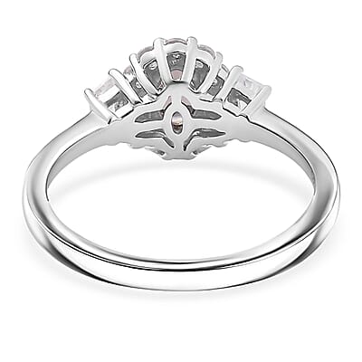 D’Joy Royal Lavender Spinel and White Zircon 1.20 ctw Classic Halo Ring in Rhodium Over Sterling Silver (Size 10.0)