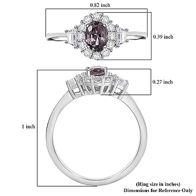 D’Joy Royal Lavender Spinel and White Zircon 1.20 ctw Classic Halo Ring in Rhodium Over Sterling Silver (Size 10.0)