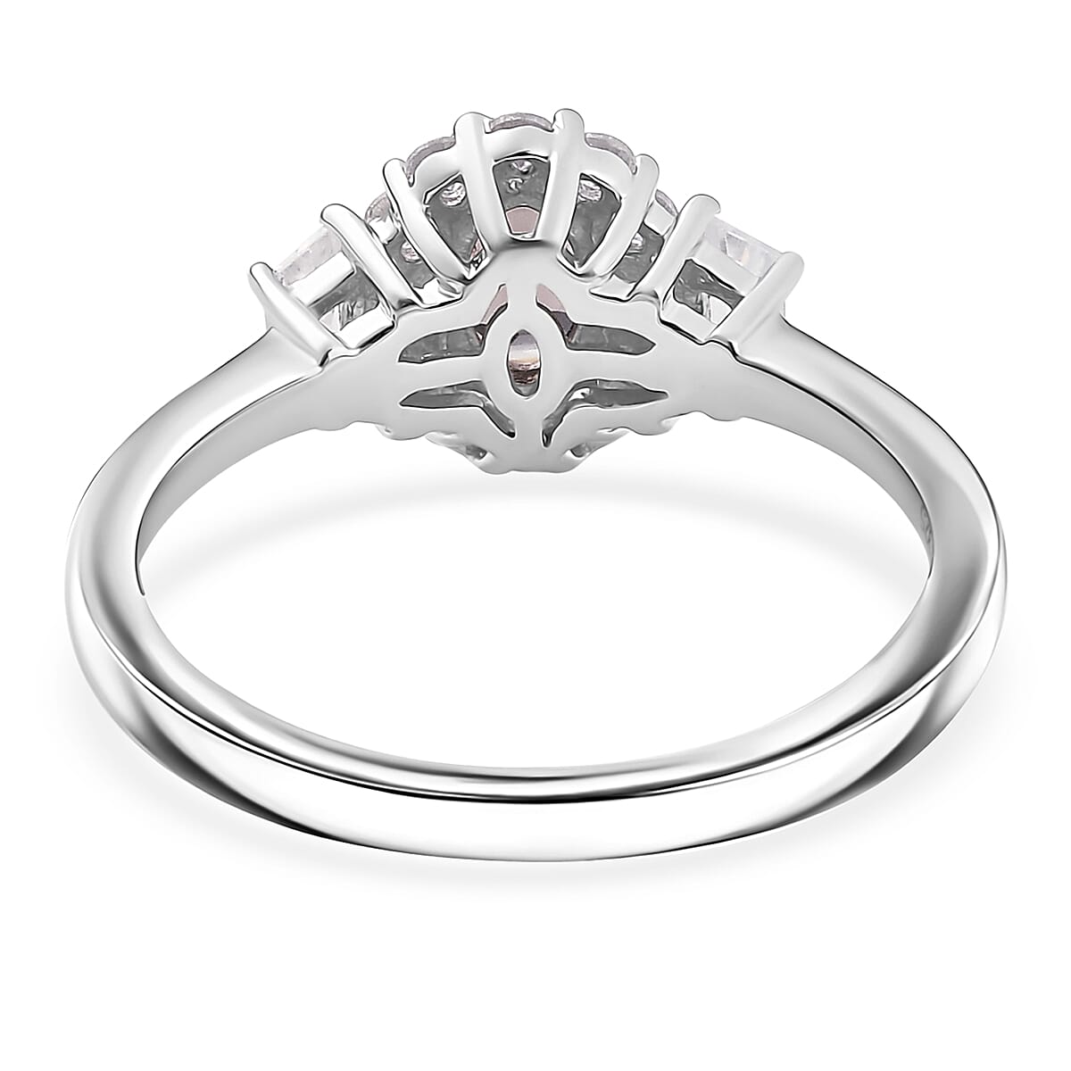 D’Joy Royal Lavender Spinel and White Zircon 1.20 ctw Classic Halo Ring in Rhodium Over Sterling Silver (Size 7.0) image number 4