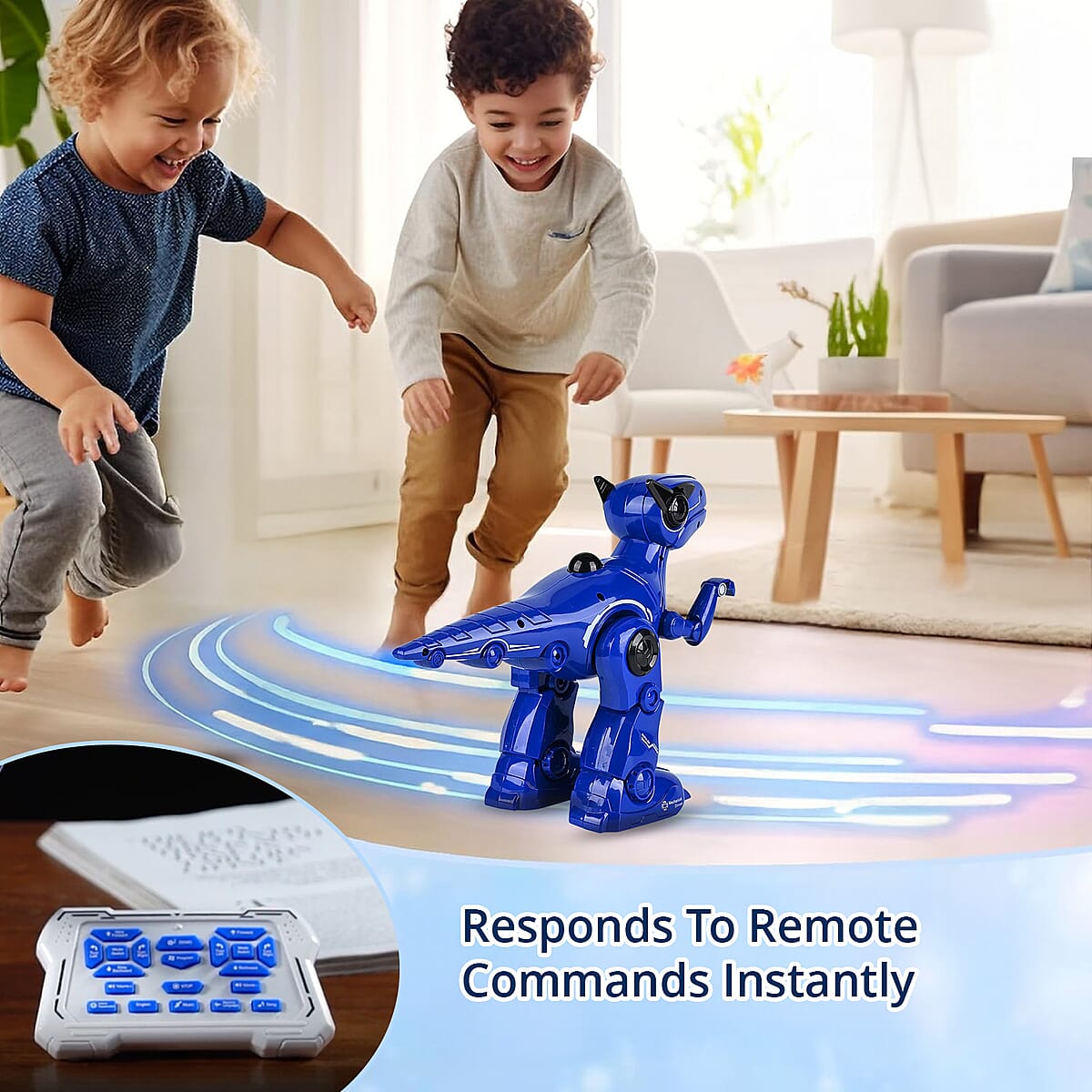 Doorbuster Blue T16 Smart Robo Dinosaur Toy with Remote Control (Battery Not Included) image number 2
