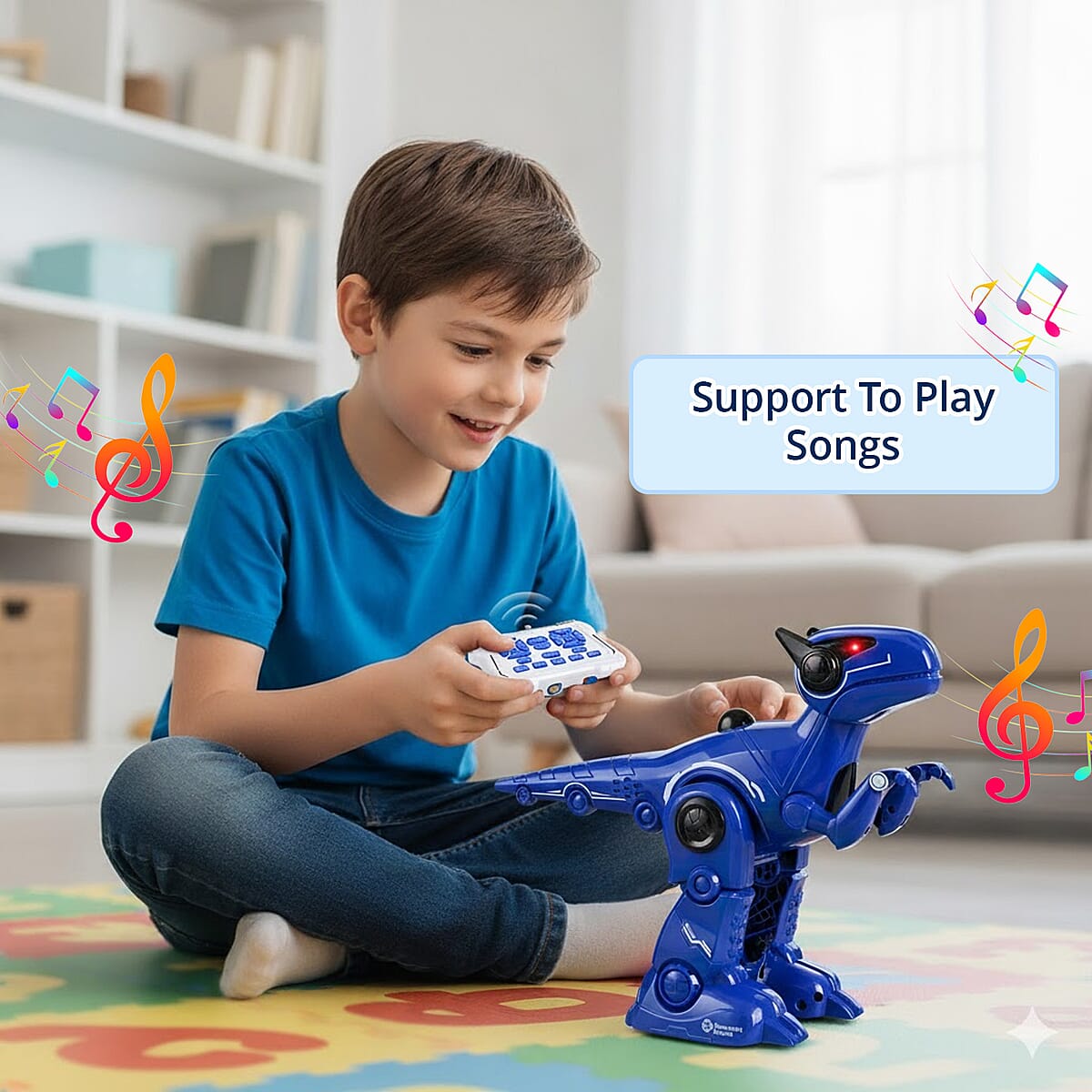 Doorbuster Blue T16 Smart Robo Dinosaur Toy with Remote Control (Battery Not Included) image number 3
