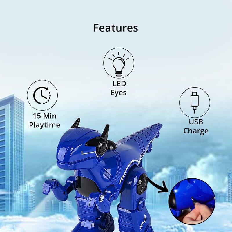 Blue T16 Smart Robo Dinosaur Toy with Remote Control (Battery Not Included)