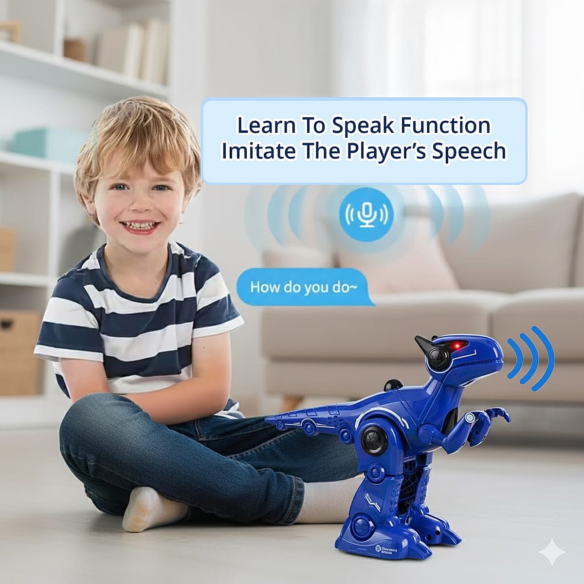 Doorbuster Blue T16 Smart Robo Dinosaur Toy with Remote Control (Battery Not Included) image number 5