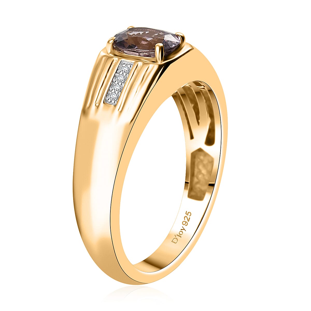 D’Joy Royal Lavender Spinel and Moissanite 1.00 ctw Men's Ring in 18K Vermeil Yellow Gold Over Sterling Silver (Size 10.0)  image number 3