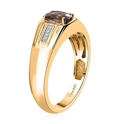D'Joy Lavender Spinel, Moissanite Men's Ring in 18K Vermeil YG Over Sterling Silver 1.00 ctw (Size 10.0)