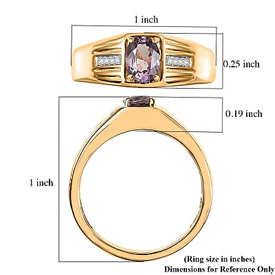 D'Joy Lavender Spinel, Moissanite Men's Ring in 18K Vermeil YG Over Sterling Silver 1.00 ctw (Size 10.0)