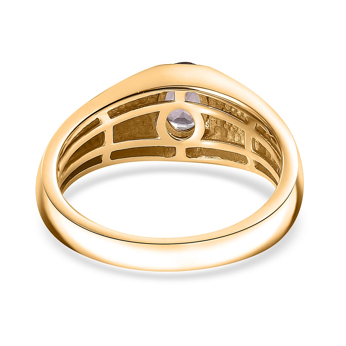 D&rsquo;Joy Royal Lavender Spinel and Moissanite 1.00 ctw Men's Ring in 18K Vermeil Yellow Gold Over Sterling Silver (Size 14.0)  image number 4