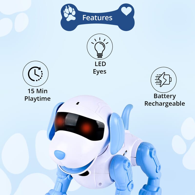 Blue Bionic Smart Robotic Dog Toy with Remote Control