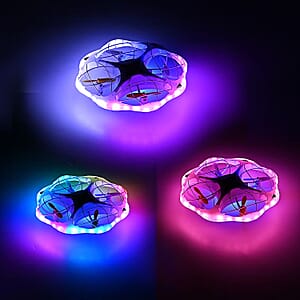 Doorbuster White Remote Control Flying Disc Toy with LED Lights