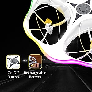 Doorbuster White Remote Control Flying Disc Toy with LED Lights