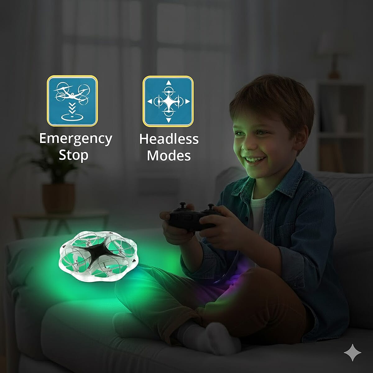 Doorbuster White Remote Control Flying Disc Toy with LED Lights image number 3