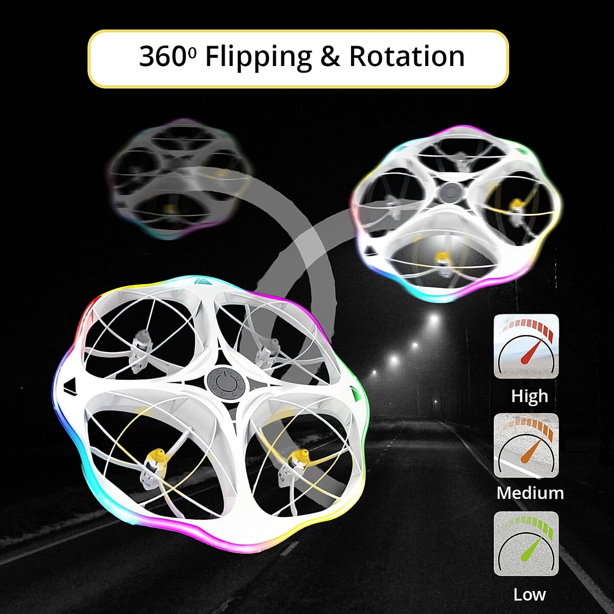 Doorbuster White Remote Control Flying Disc Toy with LED Lights image number 4