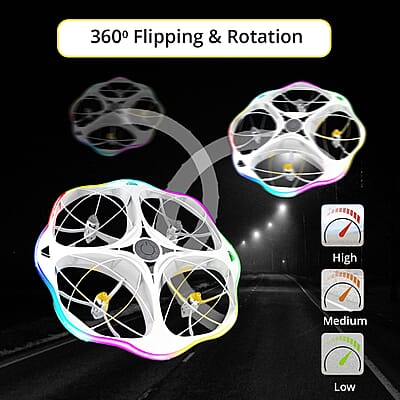 White Remote Control Flying Disc Toy with LED Lights