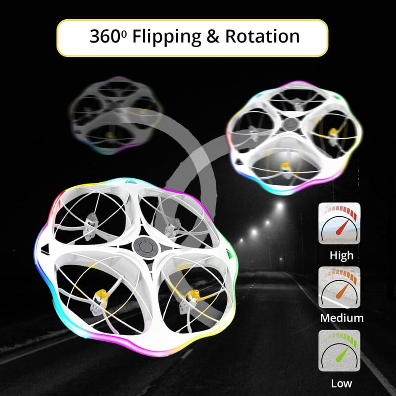 White Remote Control Flying Disc Toy with LED Lights