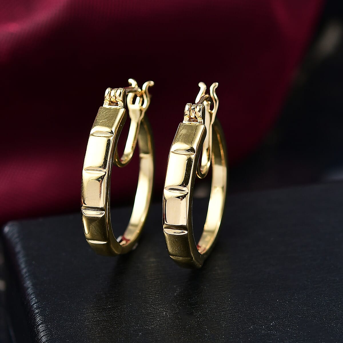 EverTrue Bronzella Collection Bar Link Hoop Earrings in 18K YG Plated Bronze image number 1