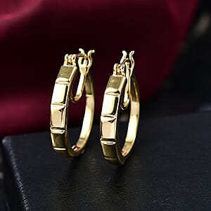 EverTrue Bronzella Collection Bar Link Hoop Earrings in 18K YG Plated Bronze