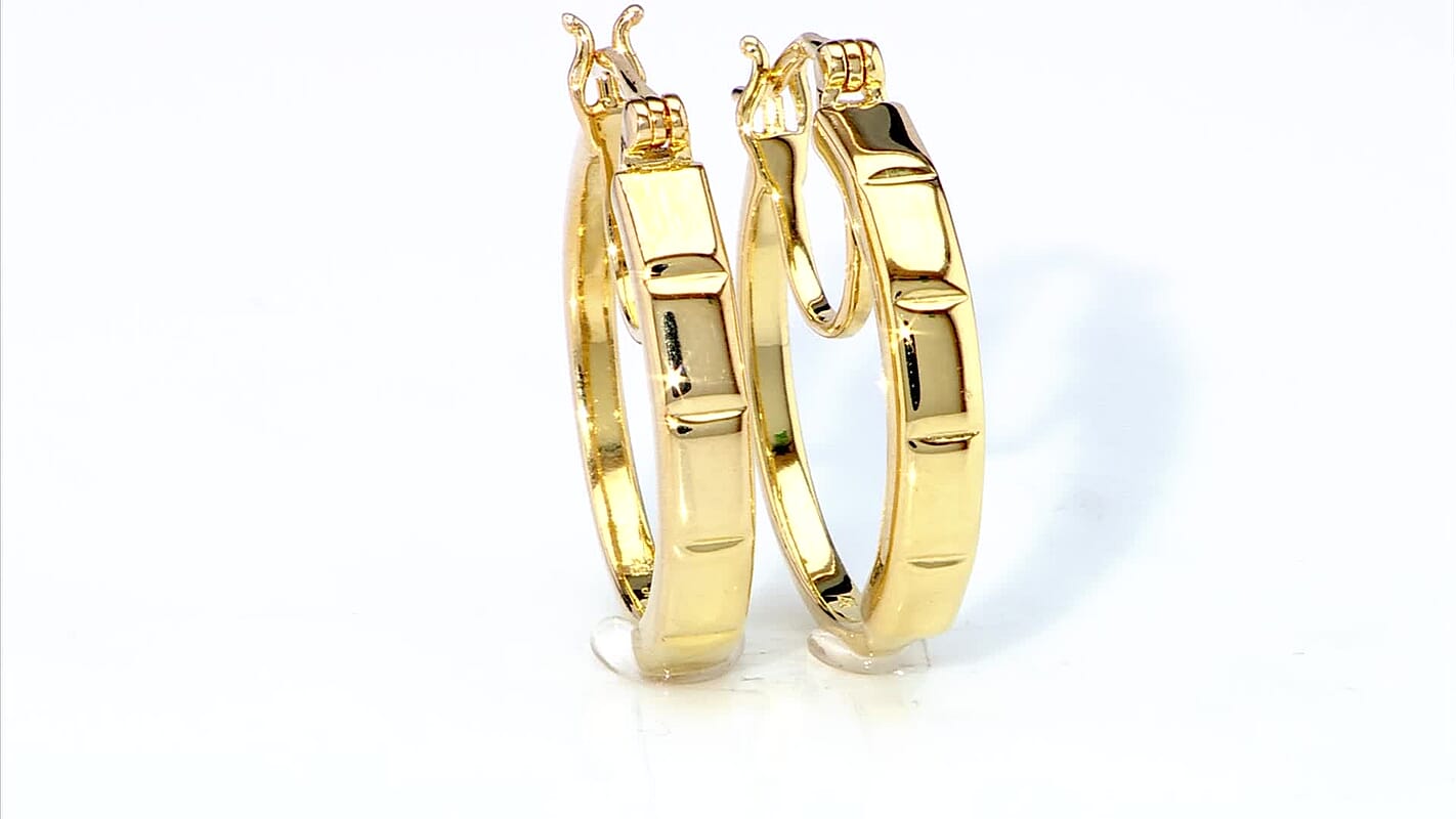 EverTrue Bronzella Collection Bar Link Hoop Earrings in 18K YG Plated Bronze