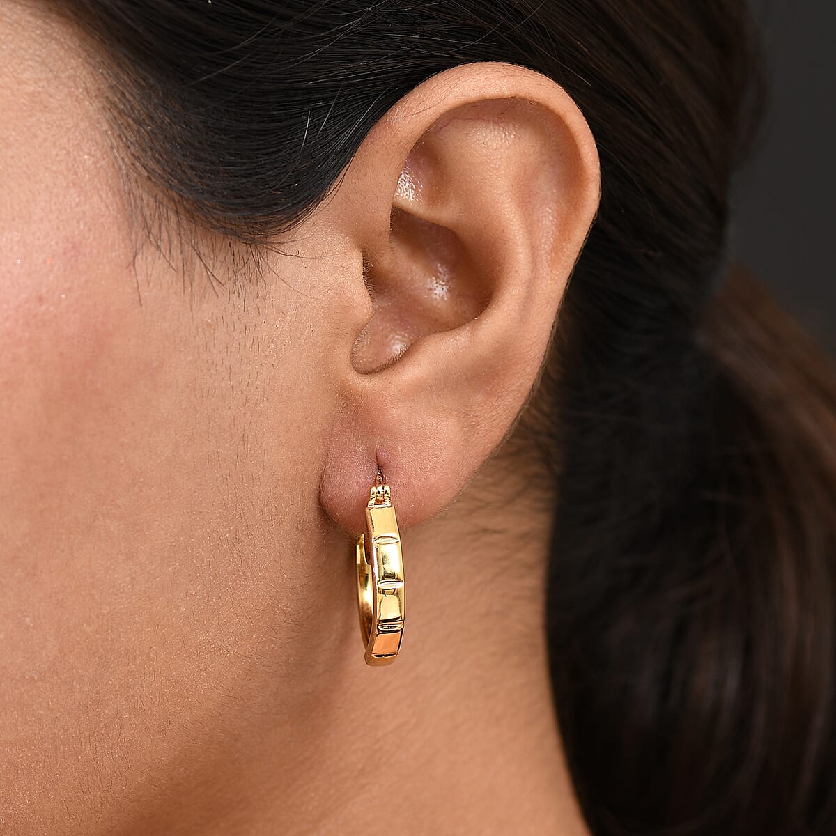 EverTrue Bronzella Collection Bar Link Hoop Earrings in 18K YG Plated Bronze image number 2