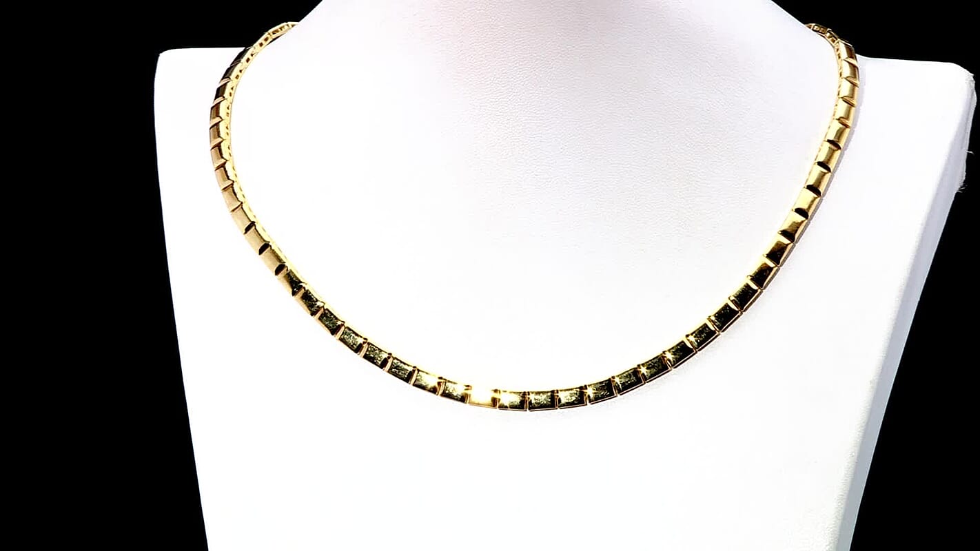 EverTrue Bronzella Collection Bar Link Chain Necklace in 18K YG Plated Bronze 18 Inches