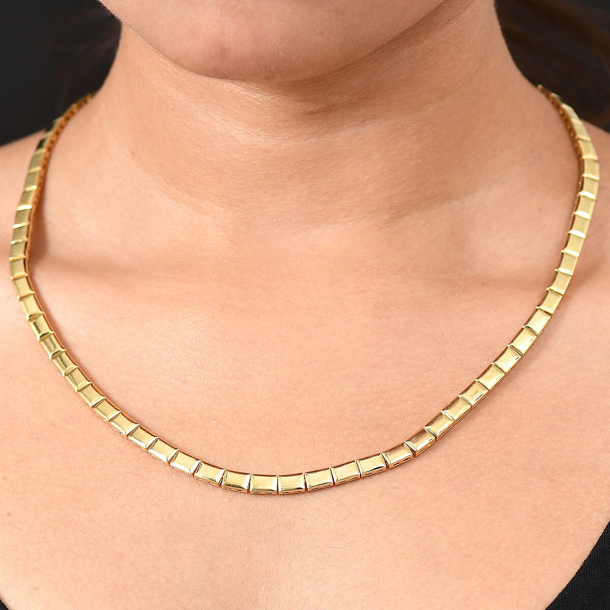 EverTrue Bronzella Collection Bar Link Chain Necklace in 18K YG Plated Bronze 18 Inches image number 2