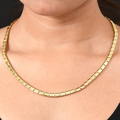 EverTrue Bronzella Collection Bar Link Chain Necklace in 18K YG Plated Bronze 18 Inches