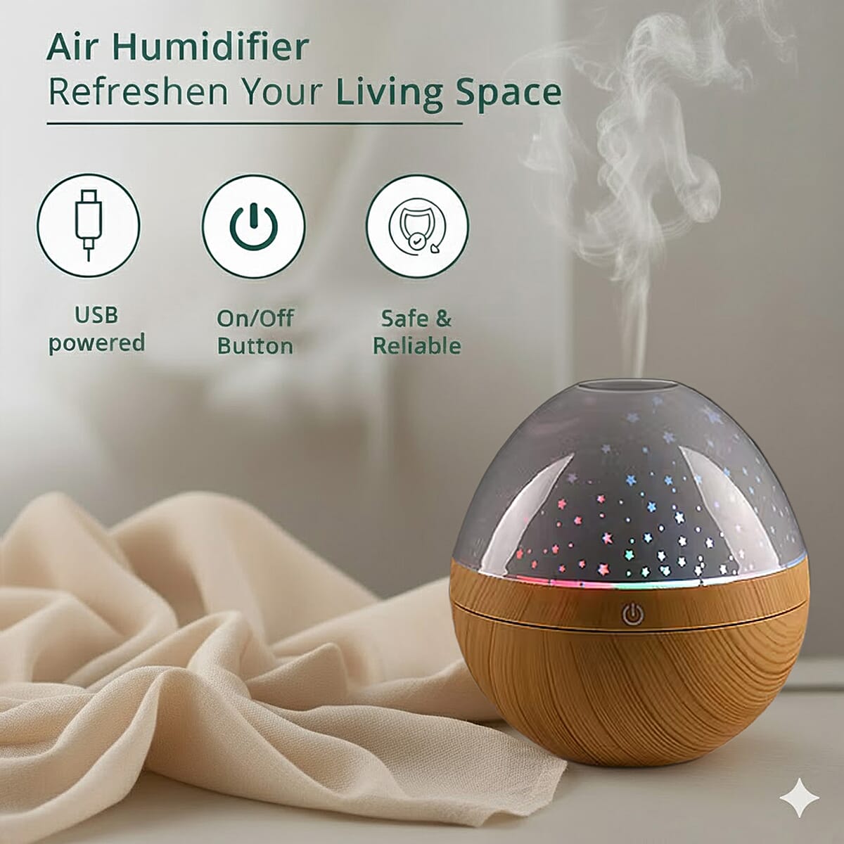 Livemore Aroma Diffuser with Colorful Light Changing and 5 Essential Oil (300ml) image number 3