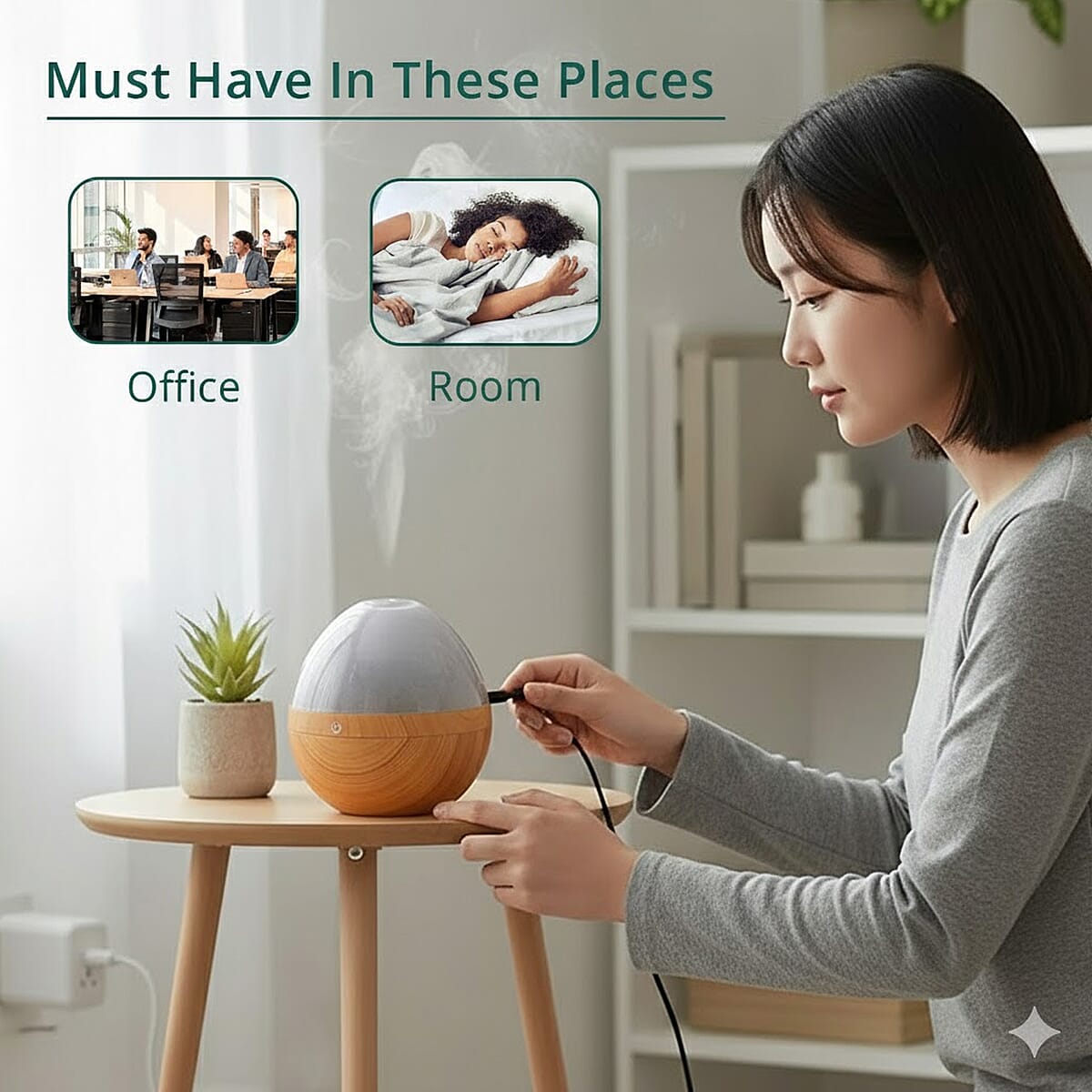 Livemore Aroma Diffuser with Colorful Light Changing and 5 Essential Oil (300ml) image number 4