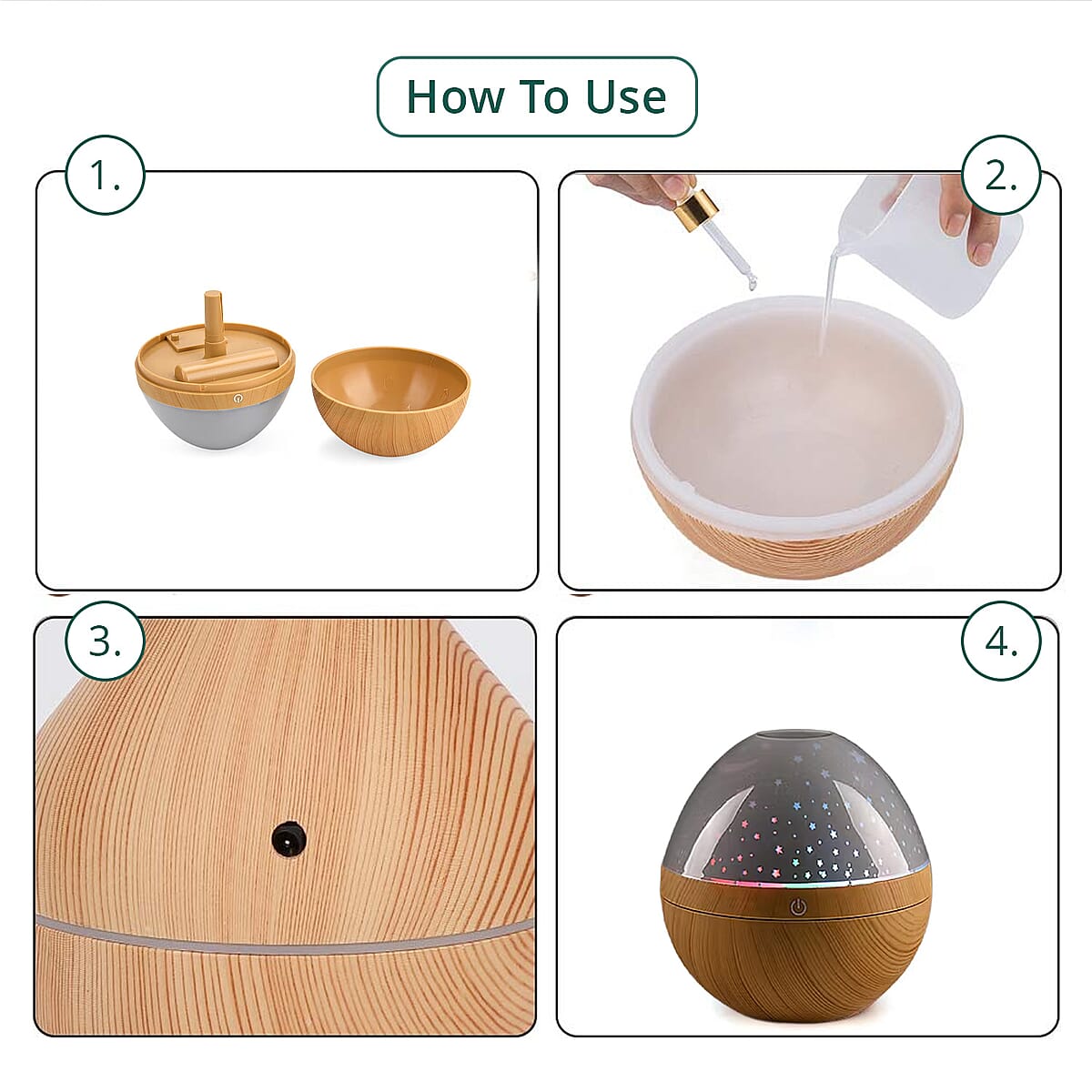 Livemore Aroma Diffuser with Colorful Light Changing and 5 Essential Oil (300ml) image number 7