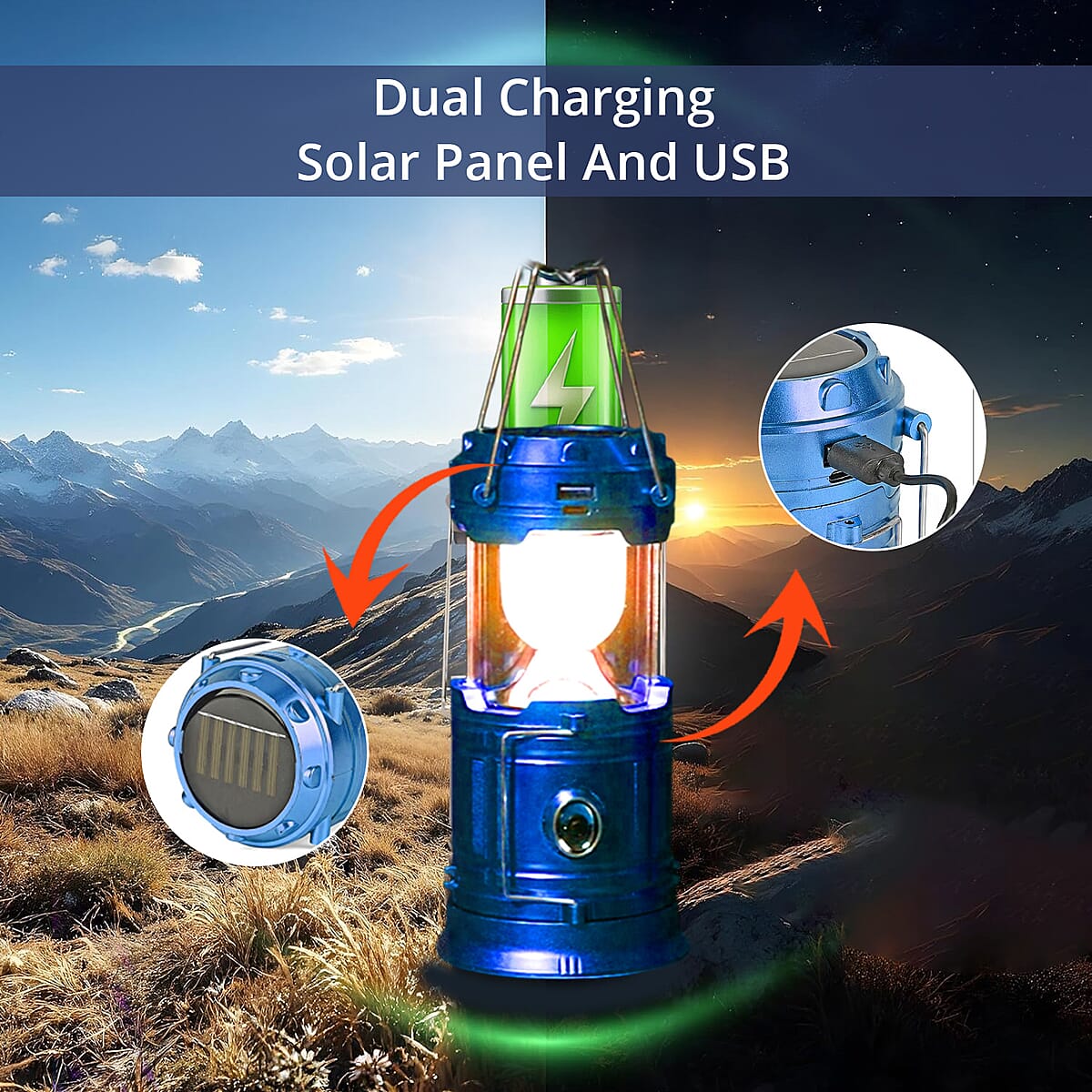 Livmore Solar Light USB Charging 1200 mAh Battery - Blue image number 2