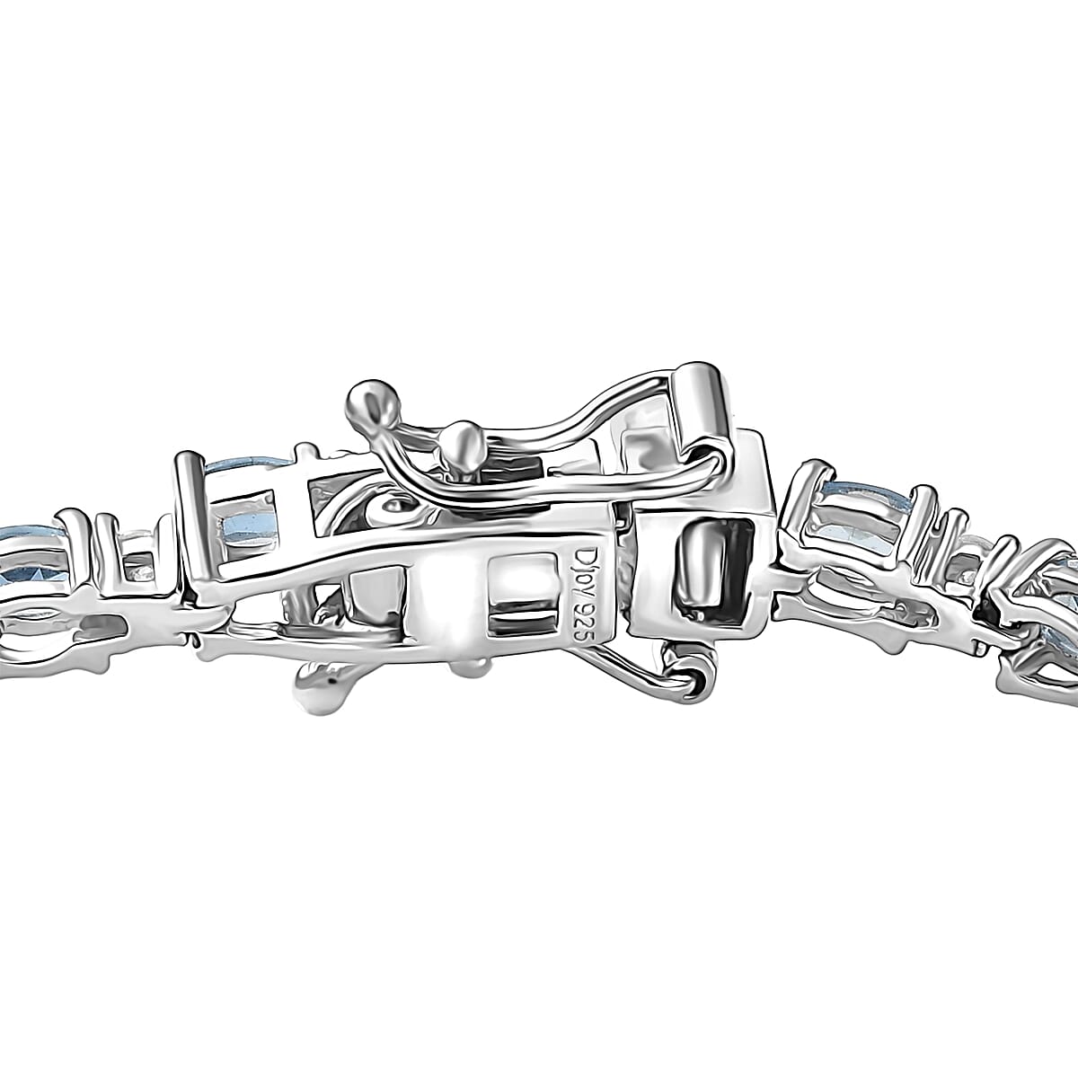 D'Joy Santa Maria Aquamarine and Moissanite 4.90 ctw Blue Legacy Bracelet in Rhodium Over Sterling Silver (7.25 In) image number 3