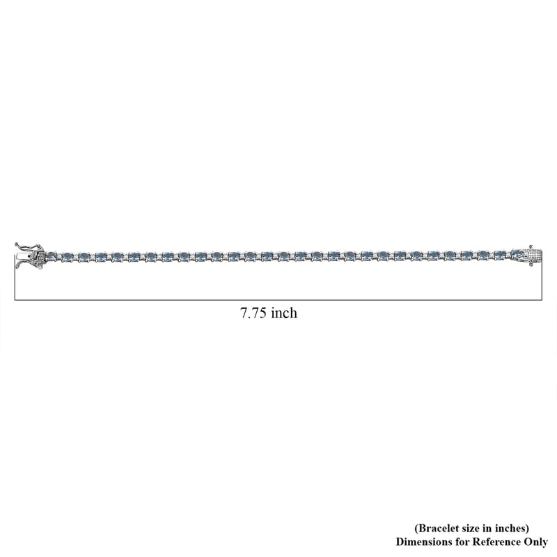 D'Joy Santa Maria Aquamarine and Moissanite 4.90 ctw Blue Legacy Bracelet in Rhodium Over Sterling Silver (7.25 In)