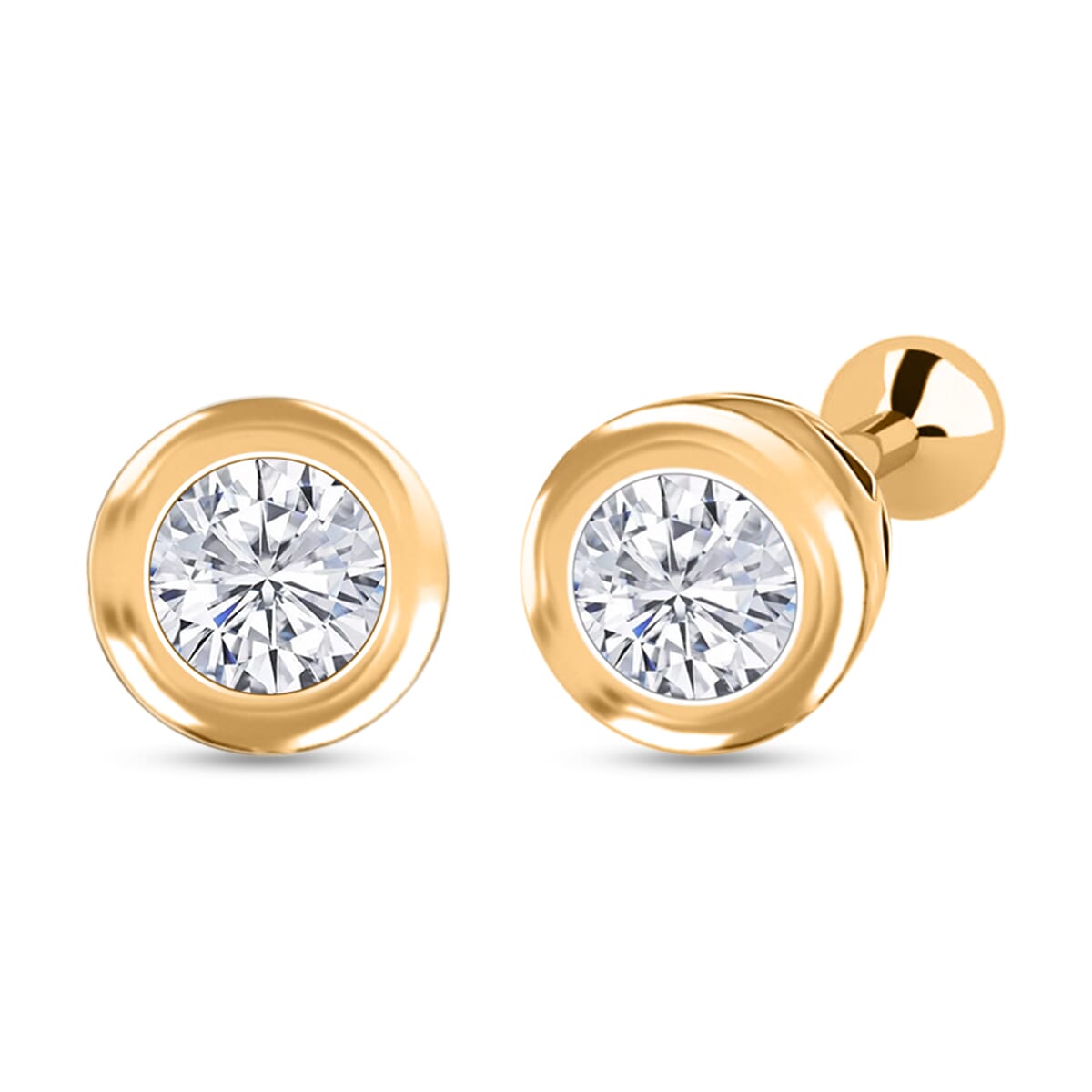 D'Joy Moissanite 0.40 ctw Stud Earrings in 18K Vermeil Yellow Gold Over Sterling Silver  image number 0