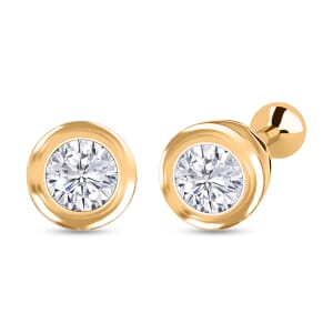 D'Joy Moissanite 0.40 ctw Stud Earrings in 18K Vermeil Yellow Gold Over Sterling Silver 