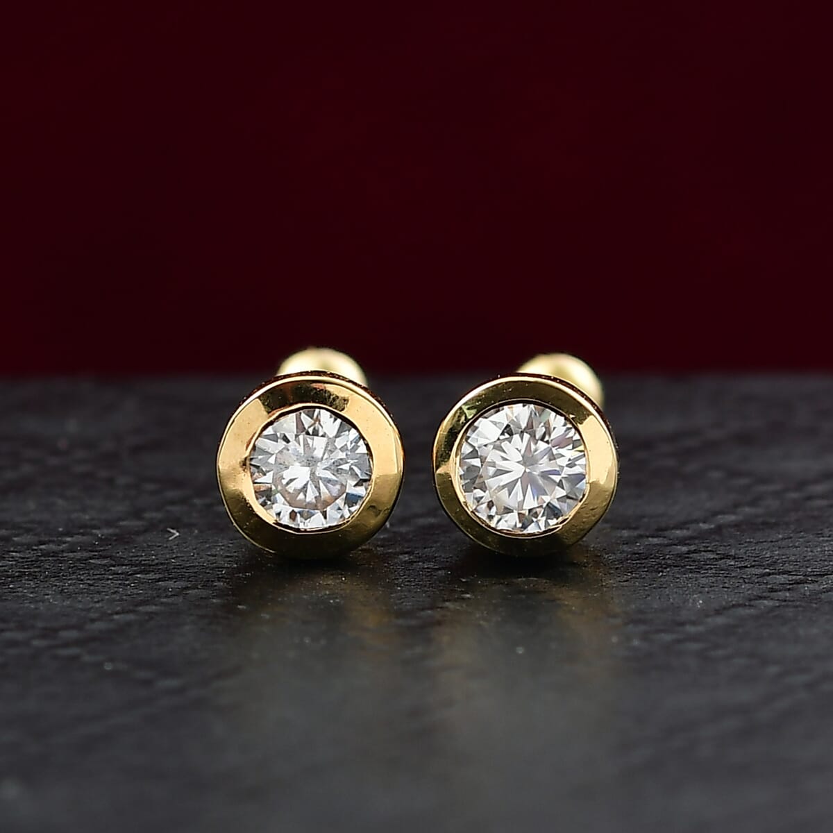 D'Joy Moissanite 0.40 ctw Stud Earrings in 18K Vermeil Yellow Gold Over Sterling Silver  image number 1