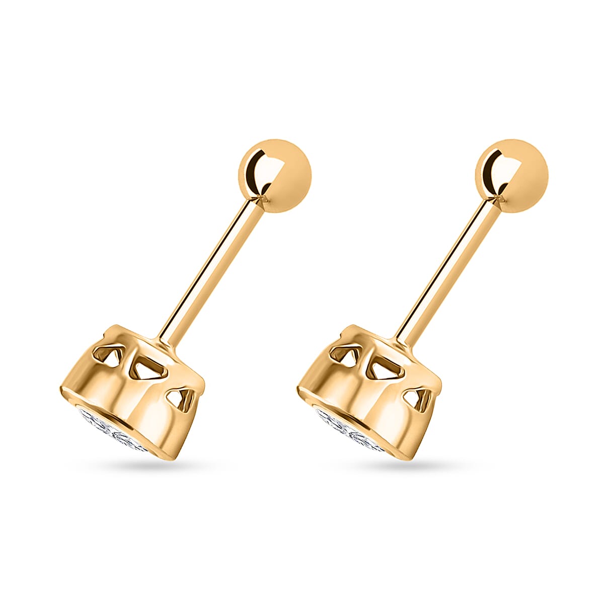 D'Joy Moissanite 0.40 ctw Stud Earrings in 18K Vermeil Yellow Gold Over Sterling Silver 