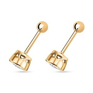 D'Joy Moissanite 0.40 ctw Stud Earrings in 18K Vermeil Yellow Gold Over Sterling Silver 