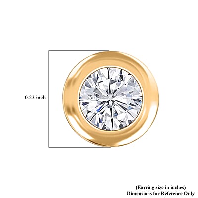 D'Joy Moissanite 0.40 ctw Stud Earrings in 18K Vermeil Yellow Gold Over Sterling Silver 