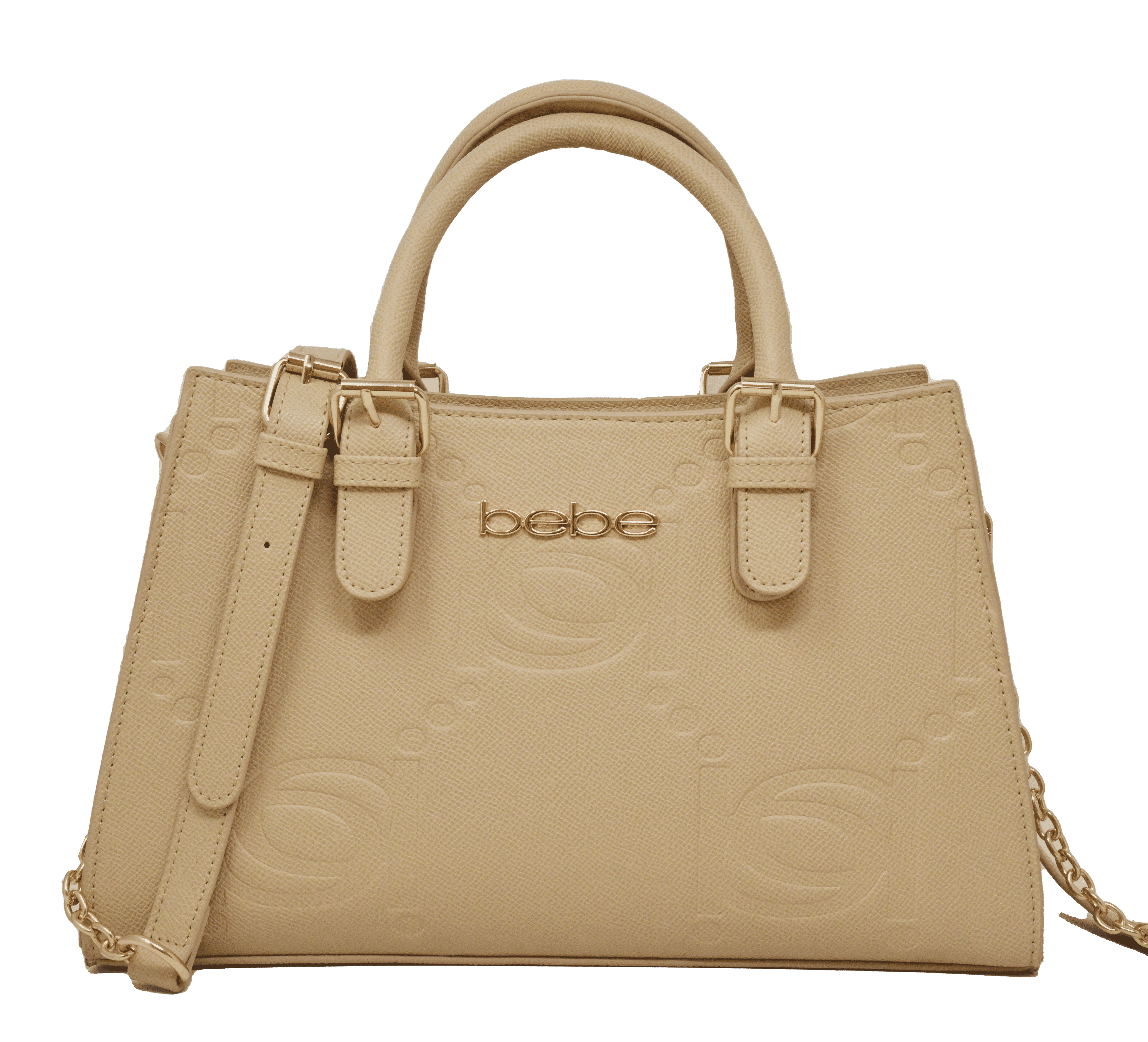 Buy Closeout Bebe Almond Faux Leather Trapezoid Shoulder Bag