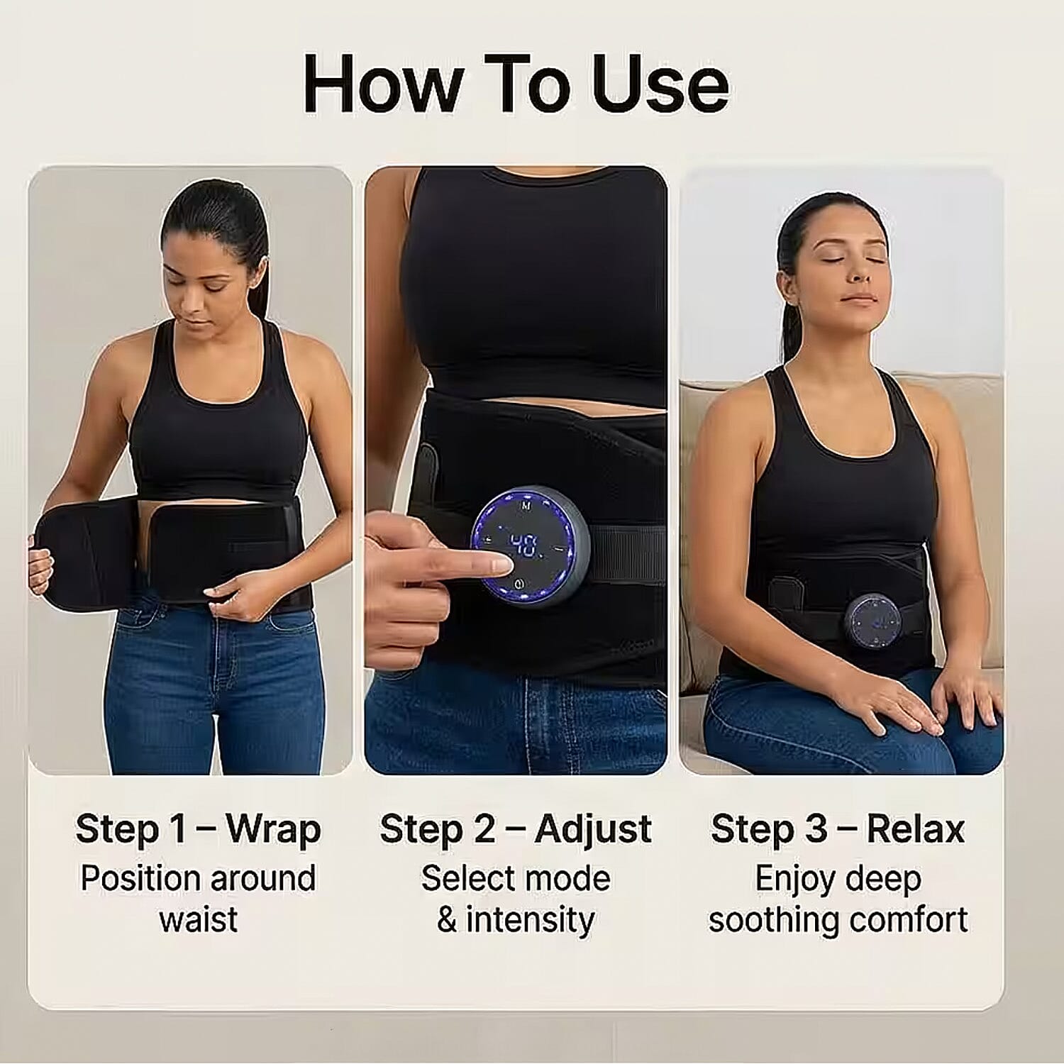 Livmore Rechargeable Waist Massager with Heat and Vibration Therapy-Black